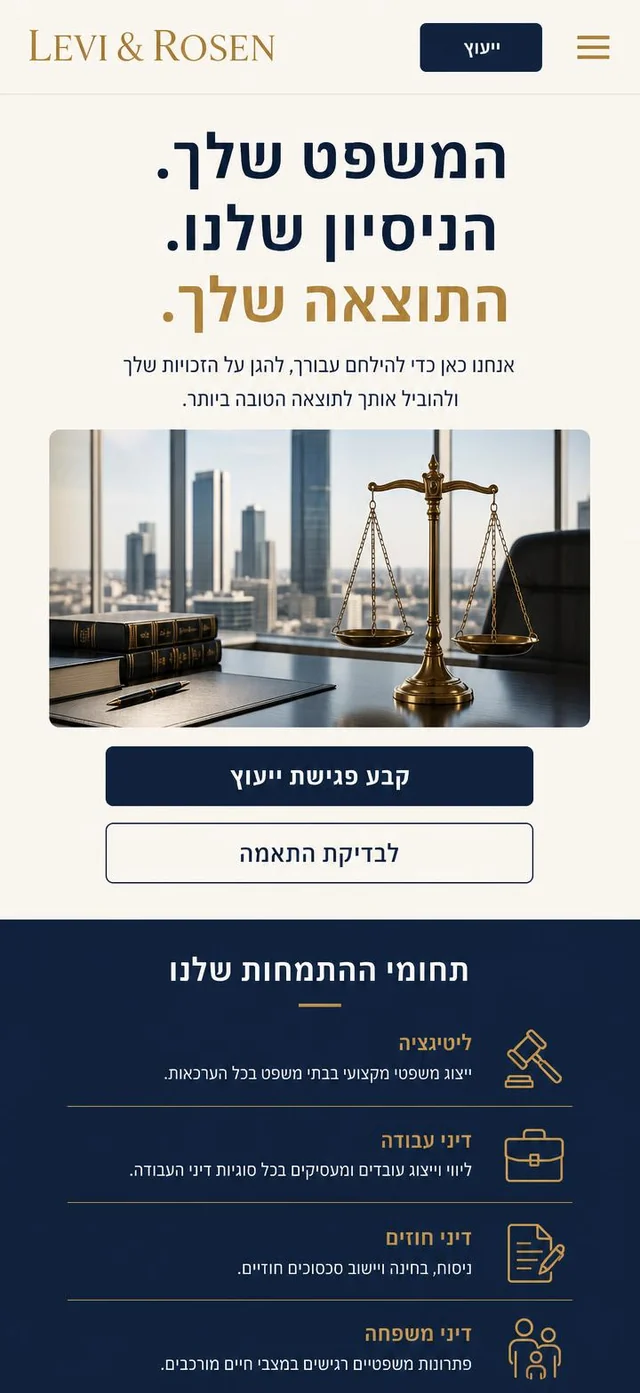 אזור אחר בדוגמת האתר למשרד עורכי דין בתצוגת טלפון